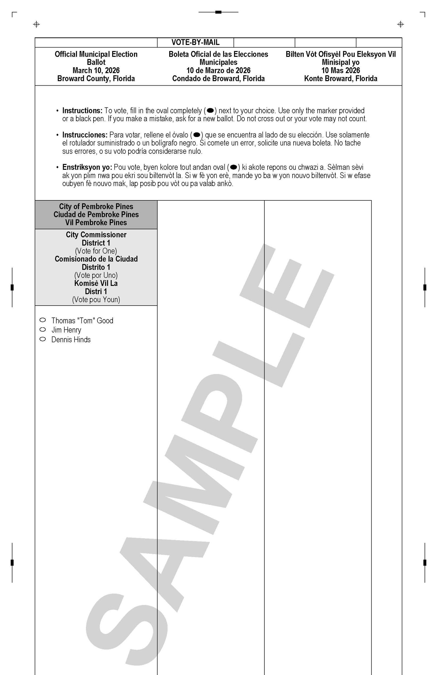 Sample Ballot - District 1a