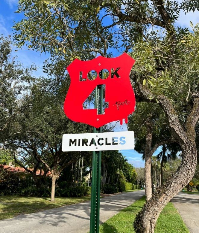 Picture of red sign from "signs of life" installation Picture of red sign from "signs of life" installation